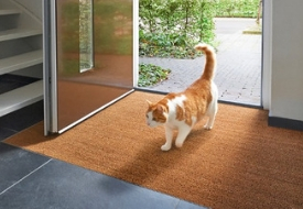 KARAT Kokosdeurmat, deurmat, vuil-vasthoudende mat, kokosmat met antislip achterkant (zwart, 100 x 300 cm, 2,4 cm dik